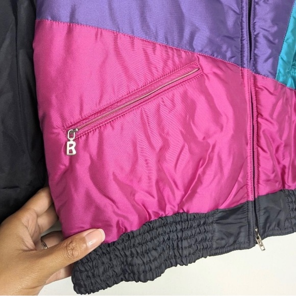 Vintage Bogner Ski Snow Puffer Jacket Black Purple Pink Teal 12 RUNS SMALL - Picture 5 of 13